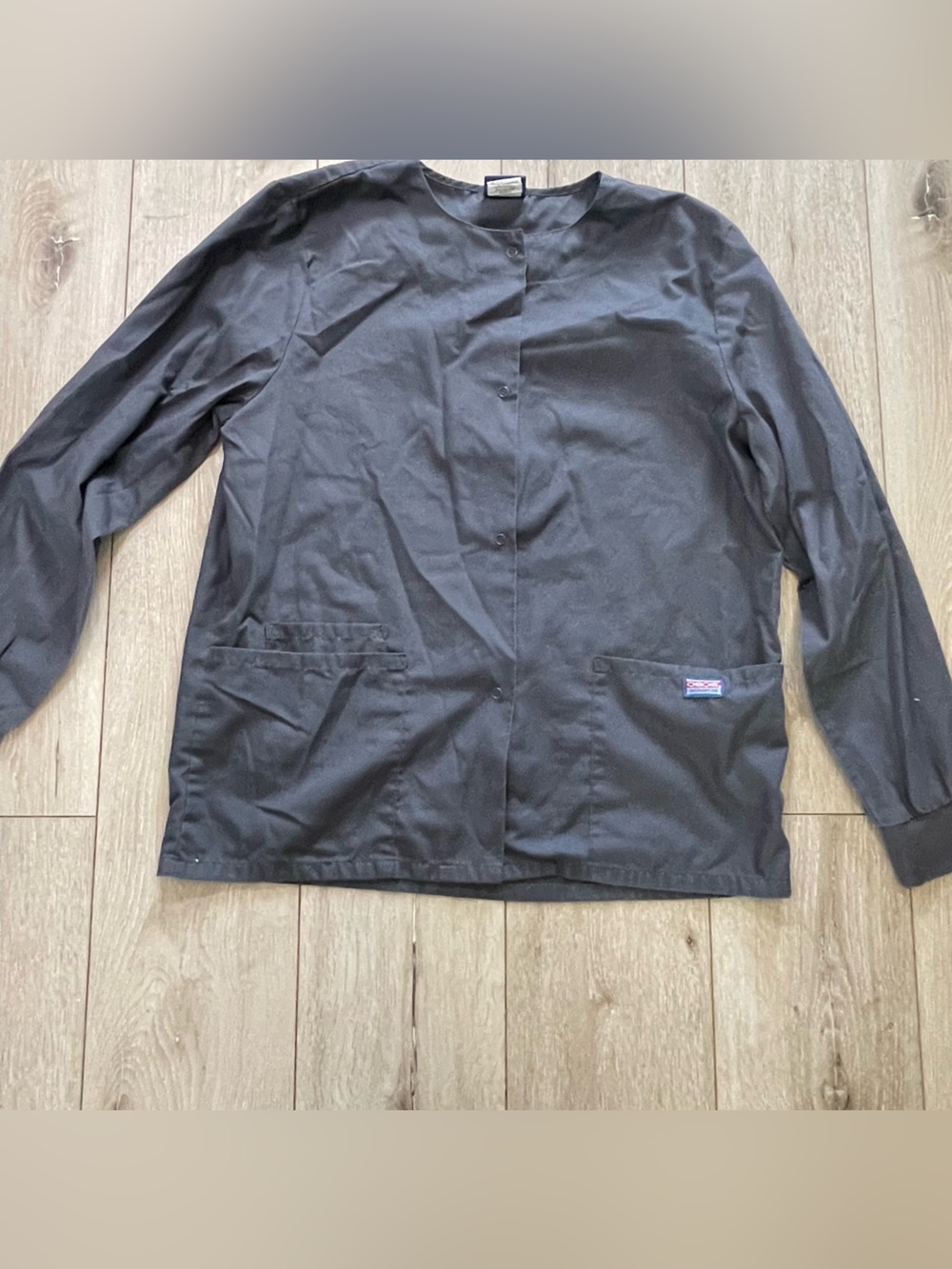 Cherokee Workwear Grey Snap Front Scrub Jacket - Women's Small - Picture 2 of 6